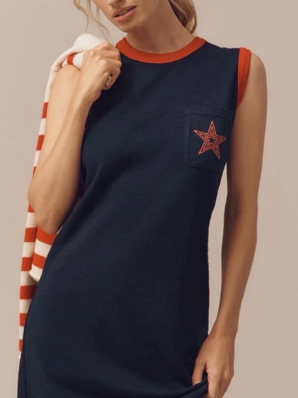 Anthropology XL Sundry Jersey Graphic Midi Tank Dress EUC